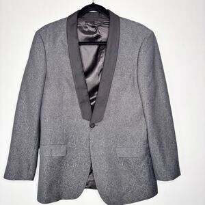 Topman Black Jacquard Tuxedo Jacket Mens 40R One Button Single Pleat